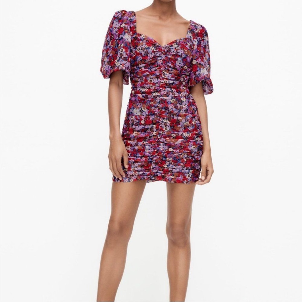 Zara floral puff sleeve dress size size